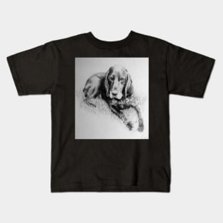 Dog in charcoal by Avril Thomas Kids T-Shirt